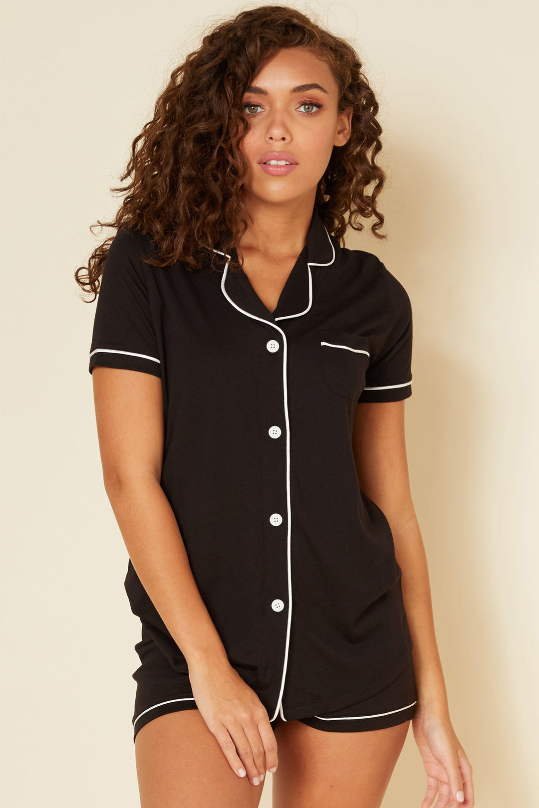 Short Sleeve Top & Boxer Pajama Set