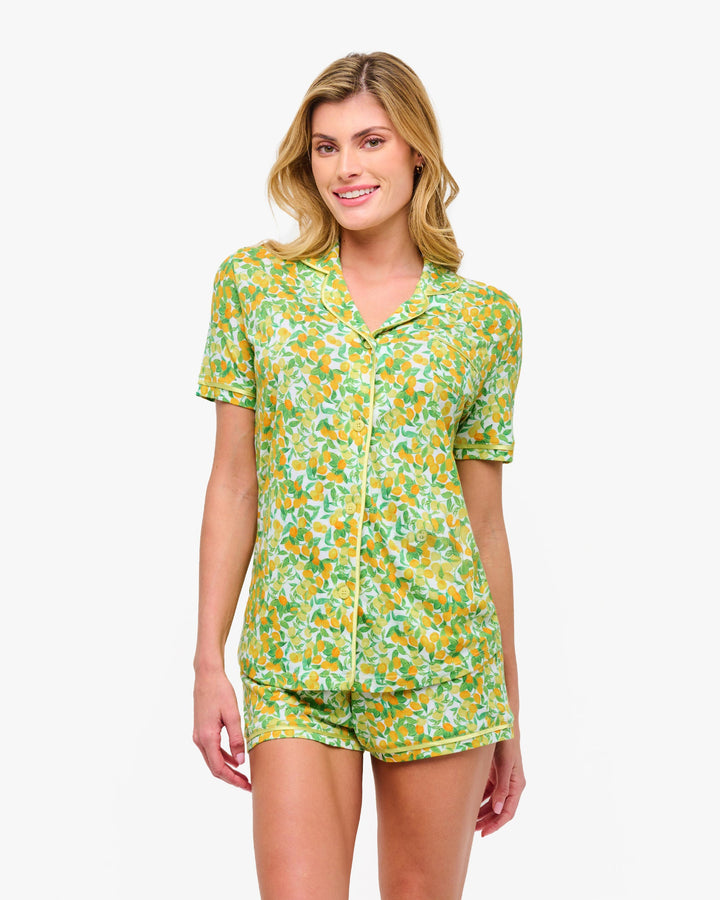Short Sleeve Top & Boxer Pajama Set